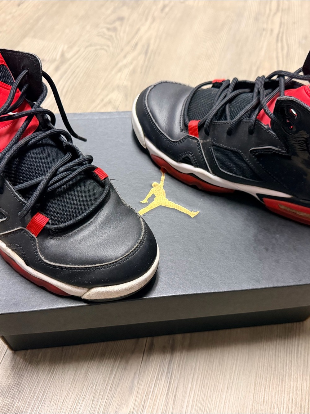 Jordan Kids Black and Red High-Top Sneakers
